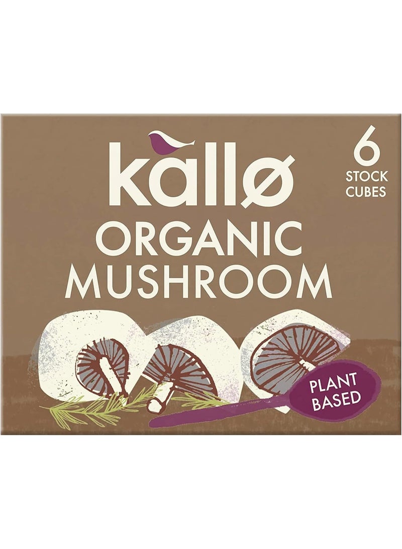 Kallo Organic Mushroom 6 Stock Cubes Gluten Free Vegan & Coeliac Friendly No Artificial Colours Flavours Or Preservatives Pre